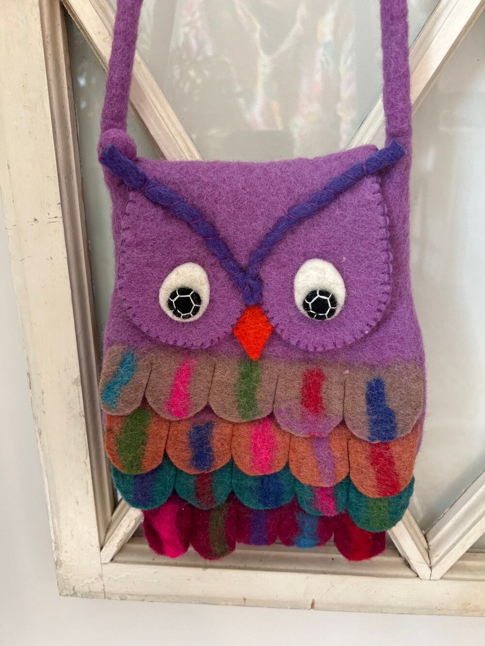Felted wool owl crossbody bag purse